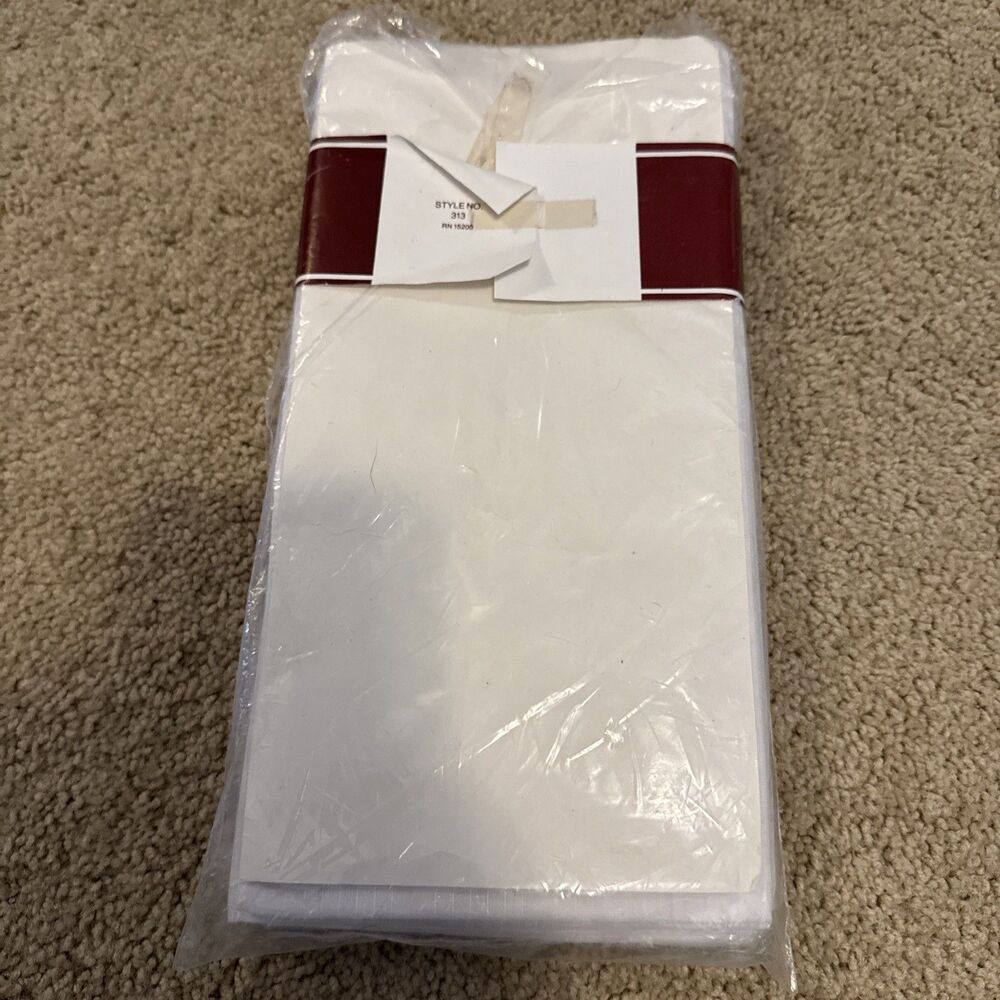 Vintage 8 NOS Fine Mens Handkerchiefs Perm Press 65% Polyester 35% Cotton White - Picture 3 of 3